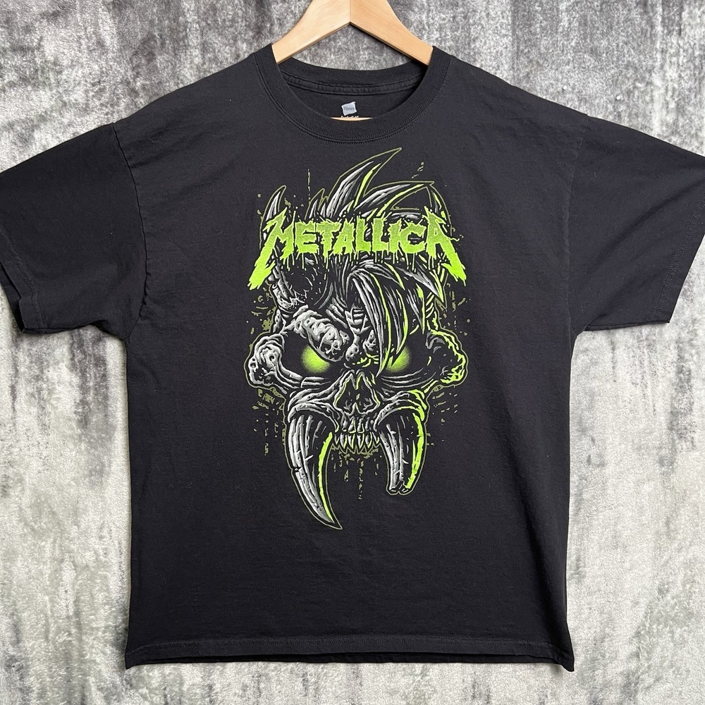 Vintage Metallica Neon Green Skull Graphic Band T-Shirt L Men's Size Large